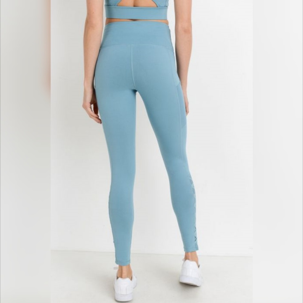 Highwaist Hybrid Mesh & Lattice Straps Full Pocket - Picture 4 of 7